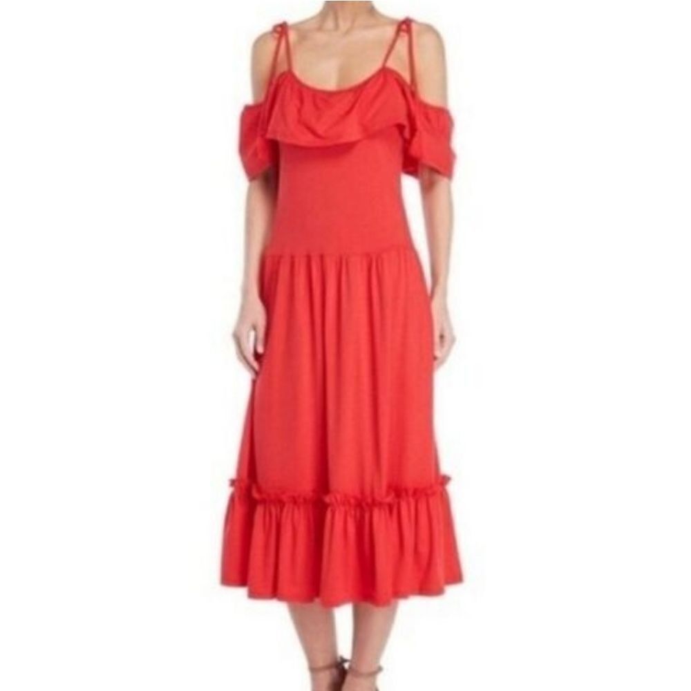 Rebecca Minkoff Cold Shoulder Midi Dress GORGEOUS